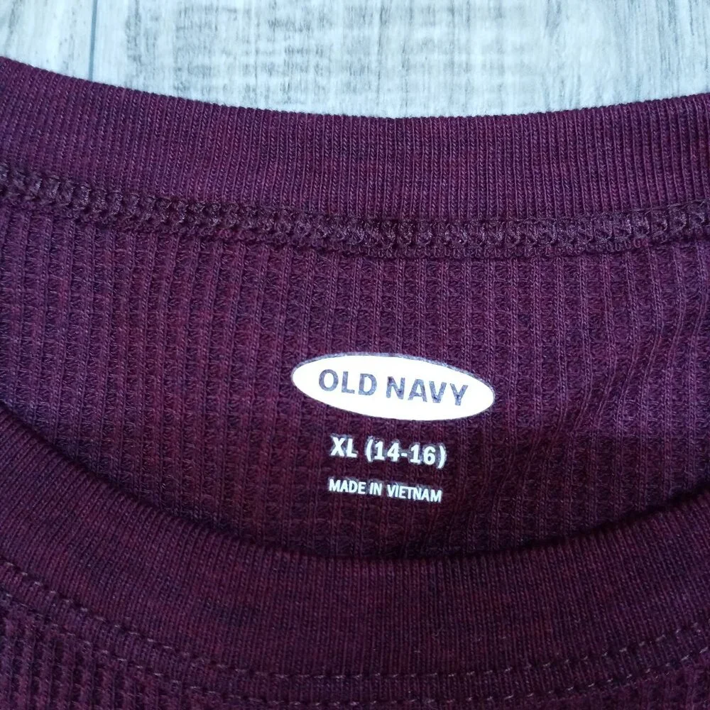 Waffle Knit Long Sleeve T Shirt New with Tags Lot of 2 Red Maroon